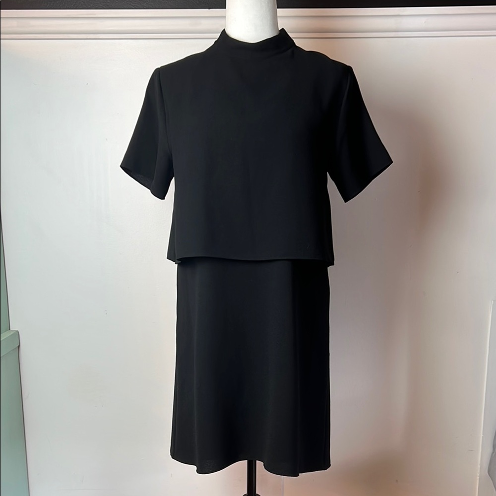 OAK + FORT Black Layered Midi Dress